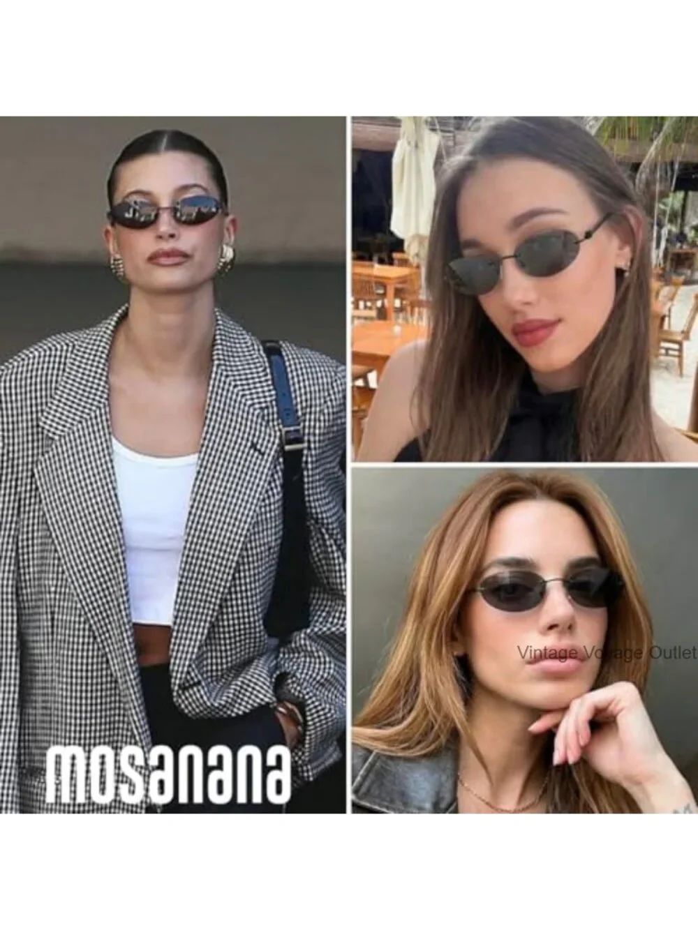 Y2K Rimless Oval Sunglasses UV400 Retro Metal Frame